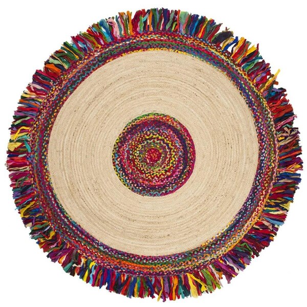 Safavieh Cape Cod Hand Woven Round Area Rug Ivory & Red - 6 x 6 ft. CAP205A-6R - main